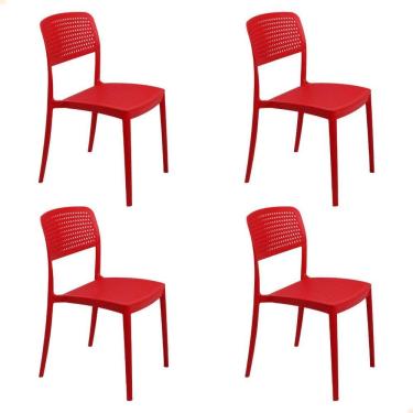 Imagem de Kit 4 Cadeira Tramontina Serena Em Polipropileno Cor Vermelho 92096040