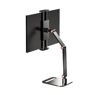 Imagem de Suporte de monitor portátil para telefones/tablets/telas de até 43.9 cm, suporte de mesa dobrável de aço carbono para tablet, comporta acessórios de mesa de até 5 kg