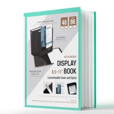 Imagem de STAGEEK Pasta de portfólio com 48 bolsos, 96 páginas, fichário de 21 x 28 cm com mangas de plástico, pasta de portfólio de arte com protetores de folhas transparentes, livro de apresentação para obras