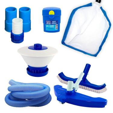 Imagem de Kit Para Limpeza de Piscina Brustec c/ 9 itens
