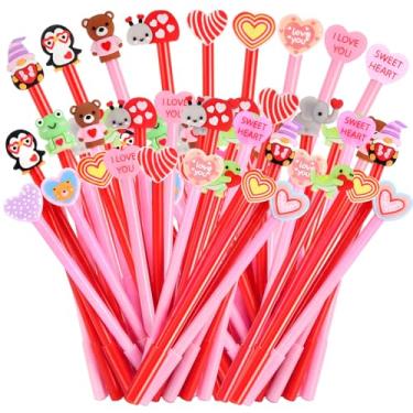 Imagem de Qunclay 30 canetas de animais para o dia dos namorados, divertidas, fofas, presentes de dia dos namorados, desenho animado, coração, sapo, para escritório, material escolar, presente