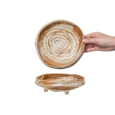 Imagem de Forno de cerâmica grossa esmaltado prato de formato especial de três pernas doméstico requintado personalizado talheres - marrom 18 cm