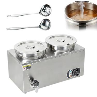 Imagem de Aquecedor EléTrico Comercial De Alimentos De 1500w,Banho-Maria Em AçO InoxidáVel Para Buffet,Com Controle De Temperatura,Concha E Colher Perfurada Para Festas E Eventos De Catering