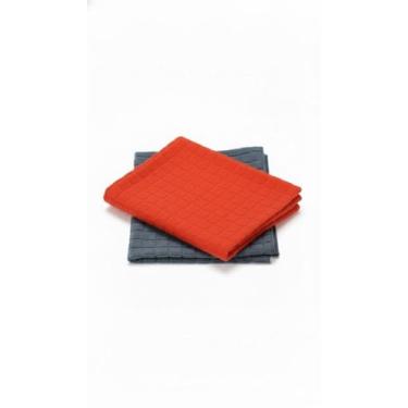 Imagem de KIT 2 panos Microfibra Multiuso para limpeza macia e ultra absorvente 40x40cm vermelho e Cinza Textura Quadriculada não arranha e sem risco Lavável e Reutilizável uso geral carro cozinha