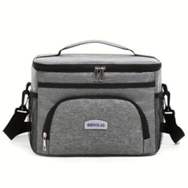 Imagem de Bolsa TéRmica Grande Para AlmoçO — Fabricada Em Tecido Oxford ImpermeáVel E Resistente, Adequada Para O Trabalho, Escola, Viagens, Encontros E Muito Mais.(Cinzento)