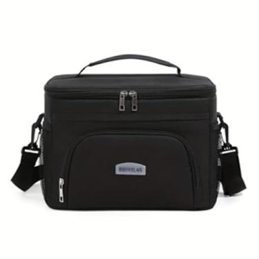 Imagem de Bolsa TéRmica Grande Para AlmoçO — Fabricada Em Tecido Oxford ImpermeáVel E Resistente, Adequada Para O Trabalho, Escola, Viagens, Encontros E Muito Mais.(Preto)