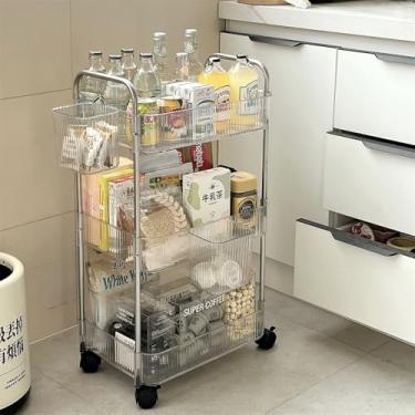 Imagem de Carrinho de rodinhas com cesta suspensa, fácil de montar, carrinhos de armazenamento de acrílico com rodas traváveis, organizador de armazenamento de carrinho utilitário para escritório, sala de estar