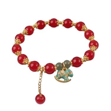 Imagem de Fuqimanman2020 Pulseira de cavalo de ano novo chinês de 2026 Fengshui com contas vermelhas boa sorte pulseira de ouro com pingente de cavalo, Medium, Zinco, Sem Pedra Preciosa
