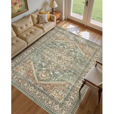 Imagem de Micgeek Tapete vintage 20 x 25 cm: Tapete de piso grande lavável neutro macio antiderrapante fino para sala de estar, quarto, cozinha, sala de jantar, casa, escritório, casa de fazenda, interior