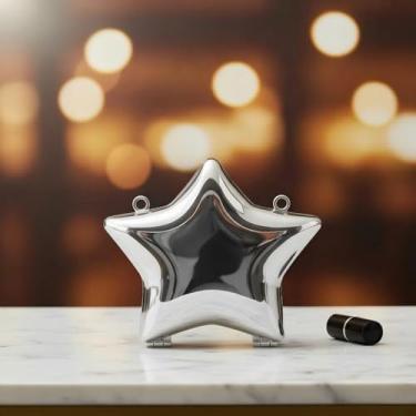 Imagem de Porta-moedas de metal estrela, mini clutch noturna para mulheres, bolsa transversal criativa de liga rígida, bolsa de mão de festa para presente