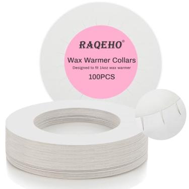 Imagem de RAQEHO Coleiras de cera para panela de cera – 100 peças de papel revestido descartável, colar limpo, protetor para aquecedor de cera de 400 ml, panela de derretimento para depilação feminina