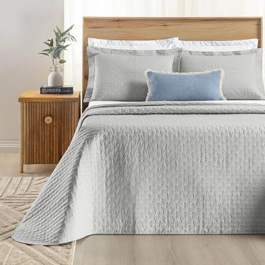 Imagem de Kit Cobre Leito Colcha Marley Casal Dupla face - Cinza