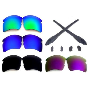 Imagem de 5 conjuntos de lentes de reposição Galaxy para óculos de sol Oakley Flak 2.0 ou Flak 2.0 XL, lentes polarizadas preto/azul/verde/prata/kit de borracha, 5 pares, Flak 2.0 And Flak 2.0 XL
