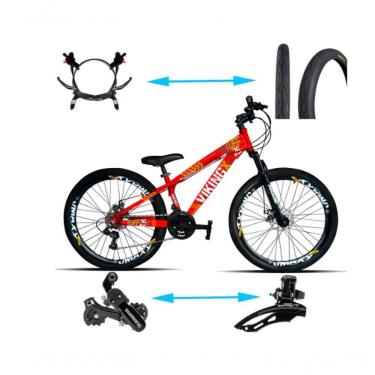 Imagem de Bicicleta Viking Aro 26 Tuffx25/30 Vmaxx Freio Hidráulico 21v Vermelho Neon