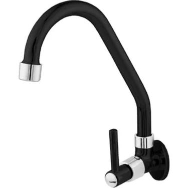 Imagem de Torneira De Cozinha Ravena Parede Bica Alta Giratória 93060 1-4 Volta Preto-cromado Pevilon
