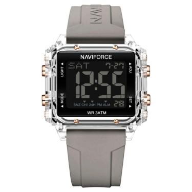 Imagem de Relógio Esportivo Feminino Quadrado Digital Pulseira De Silicone Cinza