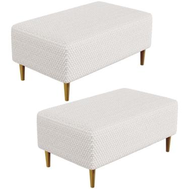 Imagem de Kit 02 Puffs Decorativo Sala De Estar Cléo Pés Palito 90 Cm W01 Bouclê Cru - Lyam