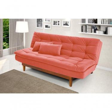 Imagem de Sofá Cama Dubai 3 Lugares Império Reclinável Casal Pés Madeira Espuma Especial D33 Madero Coral 177