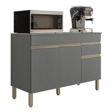 Imagem de Balcão Com Tampo Cozinha Line 120 cm com 3 Portas e 1 Gaveta - Kit's P