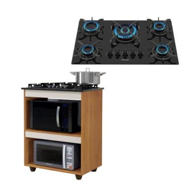 Imagem de Kit Balcão Cooktop Turim com Fogão 5 Bocas Itatiaia Itacook Premium - 