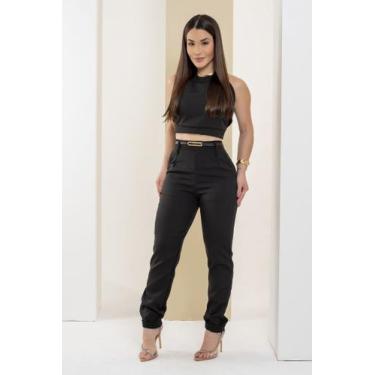 Imagem de Calça Feminina Alfaiataria Skinny Com Cinto Social Trabalho - Ma Ofici