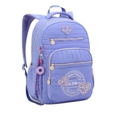 Imagem de Mochila De Costas Color Up Meninas Juvenil Escolar Glitter Cor:Lilás -