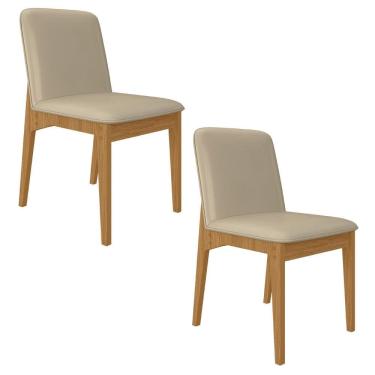 Imagem de Kit 2 Cadeiras Windsor Estofadas Em Corino Cinamomo/cori Bege - M.a