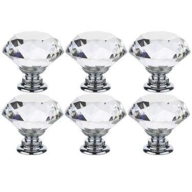 Imagem de Kit 6 Puxadores de Cristal 30mm Cromado Para Gaveta Armário - NoBrand