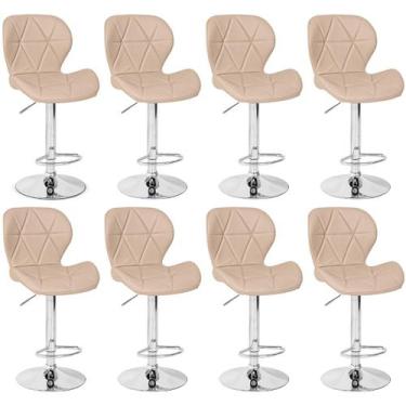 Imagem de Kit 08 Banquetas Slim Estofada Giratória com Regulagem de Altura - Nud