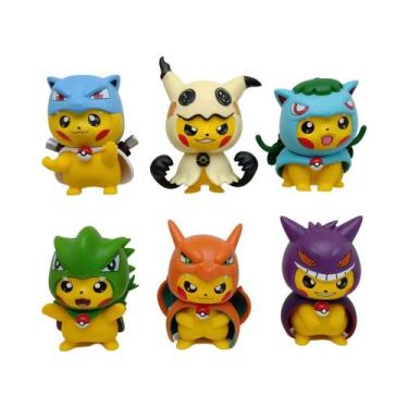 Imagem de Novo 6 pçs/set Pokémon Pikachu como Charizard Mew Figura Brinquedos 7c