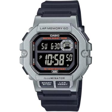 Imagem de Casio Pulseira masculina de resina com mostrador preto digital WS-1400H-1BVDF., preta, pulseira, preta, pulseira, Preto, alça
