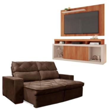 Imagem de Kit Sofá Cheer Solar 3 Lugares Retrátil Reclinável com Rack Painel 65 