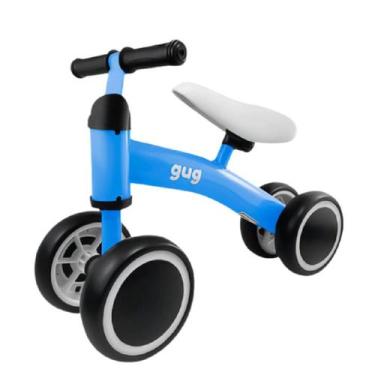 Imagem de Bicicleta Equilíbrio Infantil Andador Sem Pedal 4 Rodas Bebê Gug, Azul