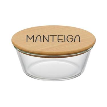 Imagem de Pote Hermético Redondo Vidro e Tampa de Bambu (630 ml) Manteiga - Casa