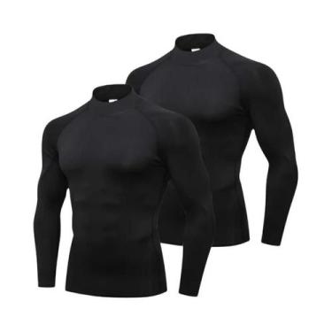 Imagem de Camiseta De Compressão Masculina De Manga Longa Com Gola Alta, Secagem