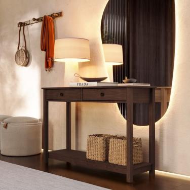 Imagem de Aparador de Madeira 1960WN Essência 2 Gavetas e Prateleira Café Finestra