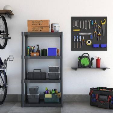 Imagem de Estante De Plastico Preta 137x70x38cm 4 Prateleiras Ate 40kg Preta