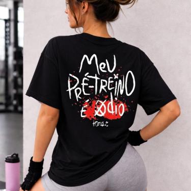 Imagem de Camiseta Oversized Feminina Meu Pré Treino Roupas de Academia Look de Treino Super Poderosas-Feminino