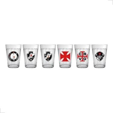 Imagem de Copo Americano Conjunto 6 Vasco 190ML Licenciado Futebol - ALLMIX