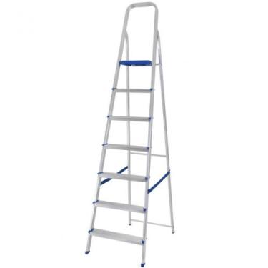 Imagem de Escada de Alumínio 7 Degraus com Fita de Segurança Mor