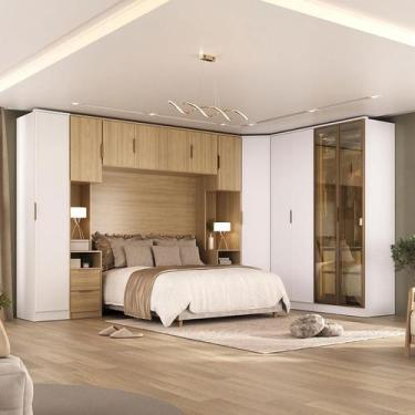 Imagem de Guarda Roupa Modulado de Canto 12 Portas c/ Led 100% MDF - Mambel Q, B