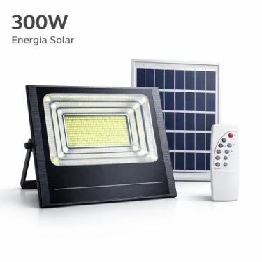 Imagem de Refletor Solar Led Holofote 300w Placa Solar Controle, sustentavel, fo