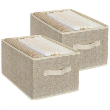 Imagem de Kit 2 Caixa Organizadora Dobrável Multiuso Guarda Roupa Alça - Shopcar