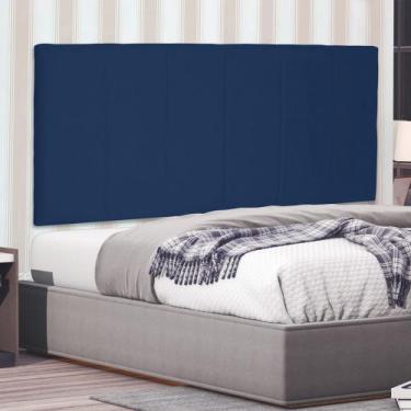 Imagem de Cabeceira Painel Estofada Cama Box Casal Queen Ravenna 160cm Suede Azu