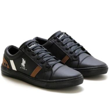 Imagem de Sapatênis Tênis Polo Casual Conforto Masculino De Amarrar 08, Preto, 4