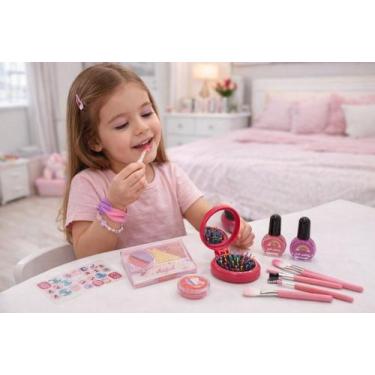 Imagem de Kit Maquiagem e Cabelo Infantil Pincéis Brinquedo Criativo Cosméticos 