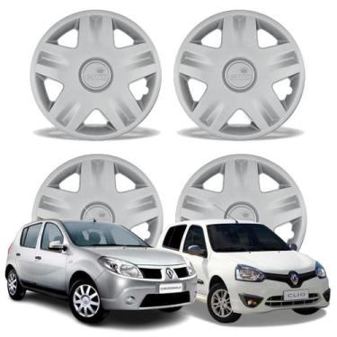 Imagem de Jogo Calota Aro 14 Clio Sandero 2004 Fixação por Pressão Prata 871AR-P