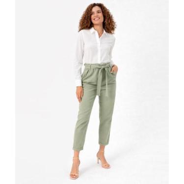 Imagem de Calça Feminina Clochard Reta Bolsos Verde - Mox, Verde, GG