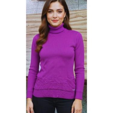 Imagem de Blusa Feminina ML Inverno Tricot Clajan Fúcsia GG, Rosa pink, GG