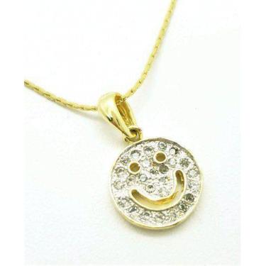 Imagem de Cordão Com Pingente Smile Strass Banho Ouro 18k 2659 - Très Chic Joias